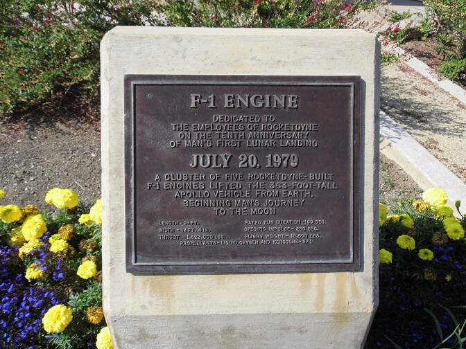 A plaque describes the rocket display at Aerojet-Rocketdyne | Sandi Hemmerlein
