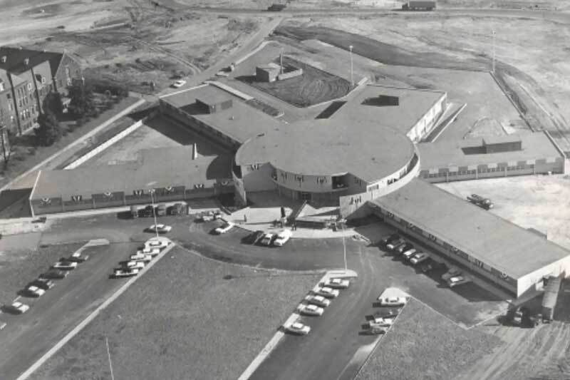 An aerial photograph of St. Jude Children’s Research Hospital, Memphis, TN c. 1962
