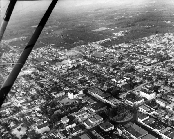 An aerial view of Orange in 1950. Courtesy of the Orange Public Library Local History Collection.