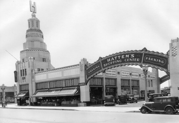 Exterior view of Hattem's Market at 8021-8035 South Vermont Avenue, 1933 | Courtesy of the Los Angeles Public Library
