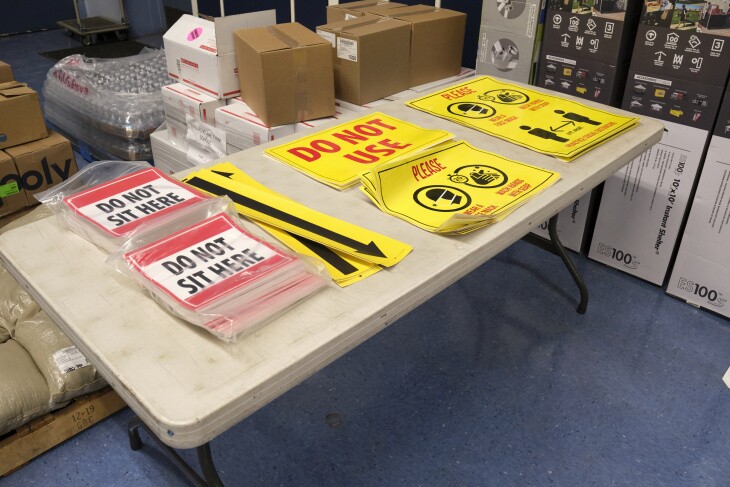 Signage from L.A. Unified sent to campuses meant to help enforce social distancing guidelines.