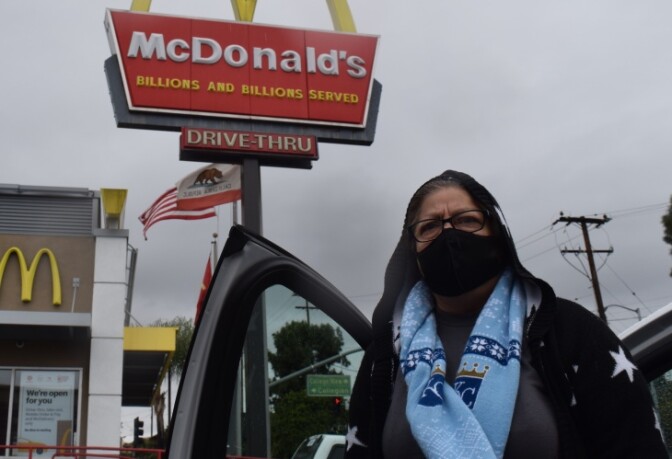 Laura Pozos works at a McDonald's in Monterey Park and lives in a three-bedroom home with 10 family members. (Courtesy of Fight for $15 and a Union)
