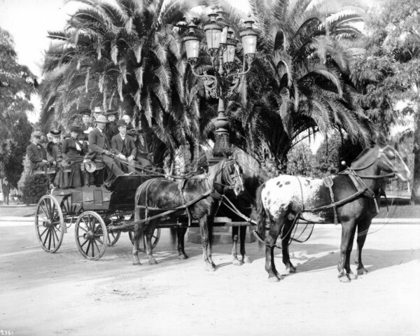 In its early years, neighbors delighted in driving their rigs through the park. Courtesy of the USC Libraries - California Historical Society Collection.