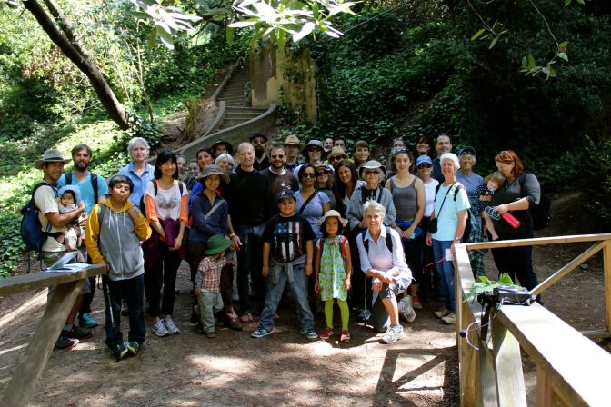 Philip Stark, center left in a black shirt, leads a group of amateur foragers