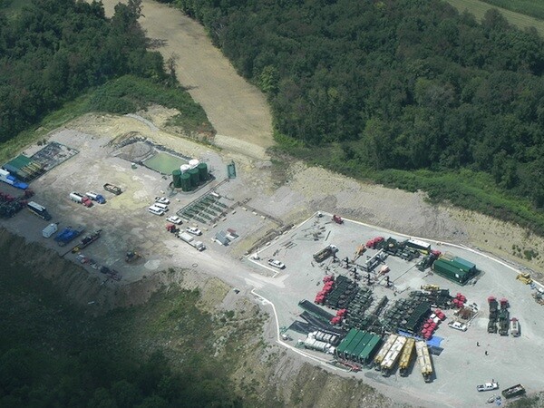 An apparent fracking operation in Washington County, Pennsylvania