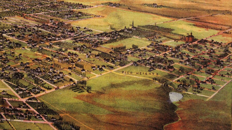 Pico Heights on an 1894 birdseye city view