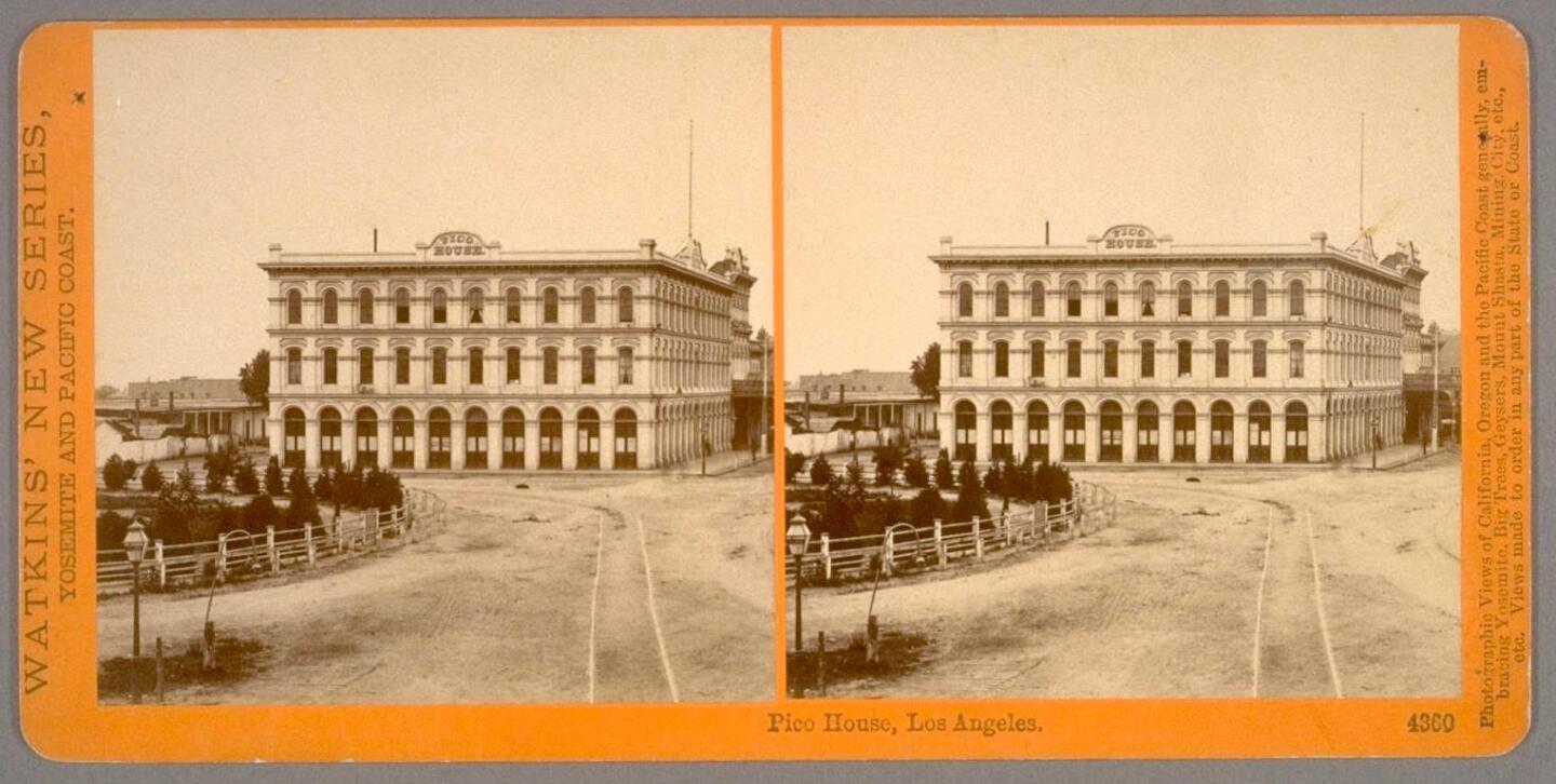 Pico House stereogram by Carleton Watkins