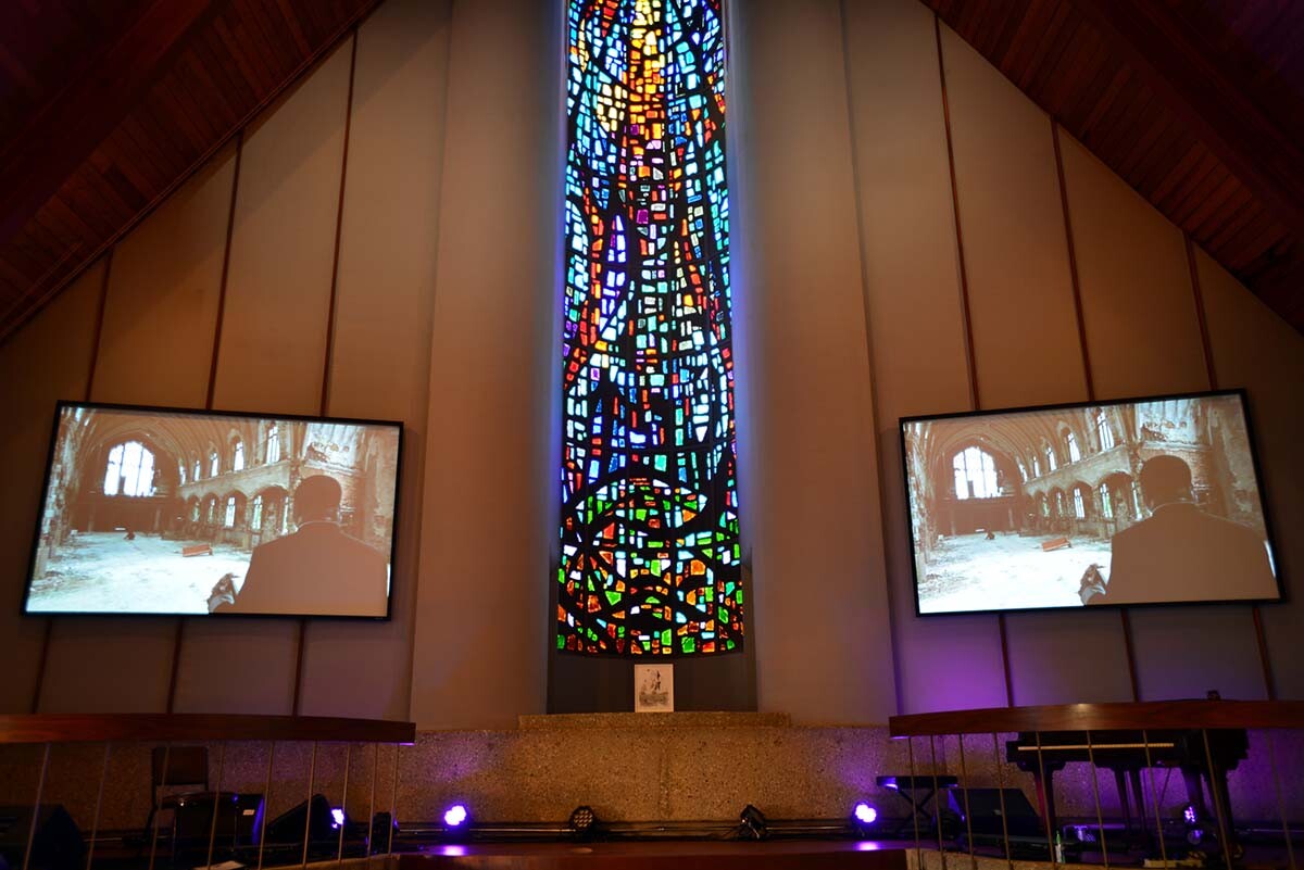 Edgar Arceneaux, “A Time to Break Silence,” 2014, video, installation view | Courtesy of Irenic Projects