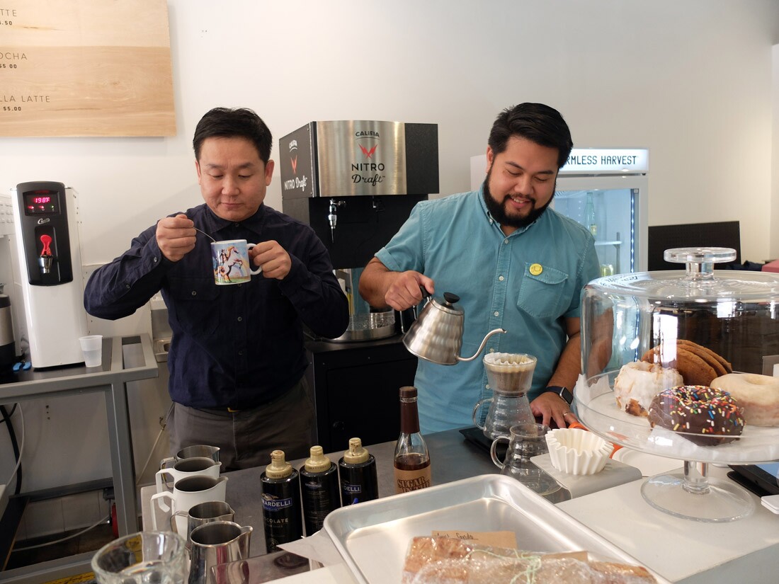 Yeekai Lim (left) and Aldo Lihiang (right), co-owners of CoffeeHall Chinatown | Allyson Escobar