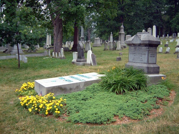 The grave of Frederick Douglass in Mount Hope Cemetery, Rochester, NY.