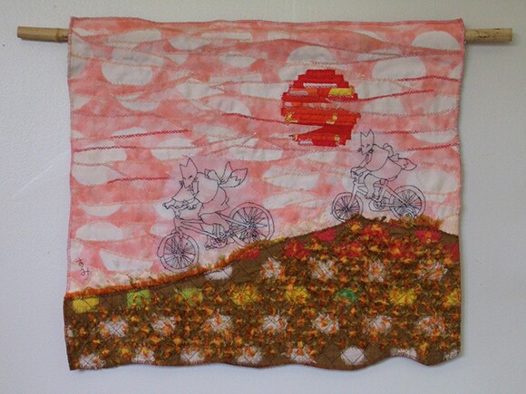 "Going Home" by Sumi Foley, 2010, stitched fabric, 18" x 20" | Courtesy of Square i Gallery, Claremont