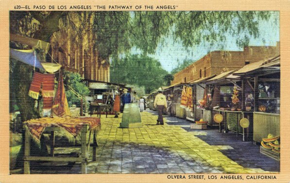 Postcard depicting Olvera Street circa 1940. Courtesy of the Werner Von Boltenstern Postcard Collection, Department of Archives and Special Collections, Loyola Marymount University Library.