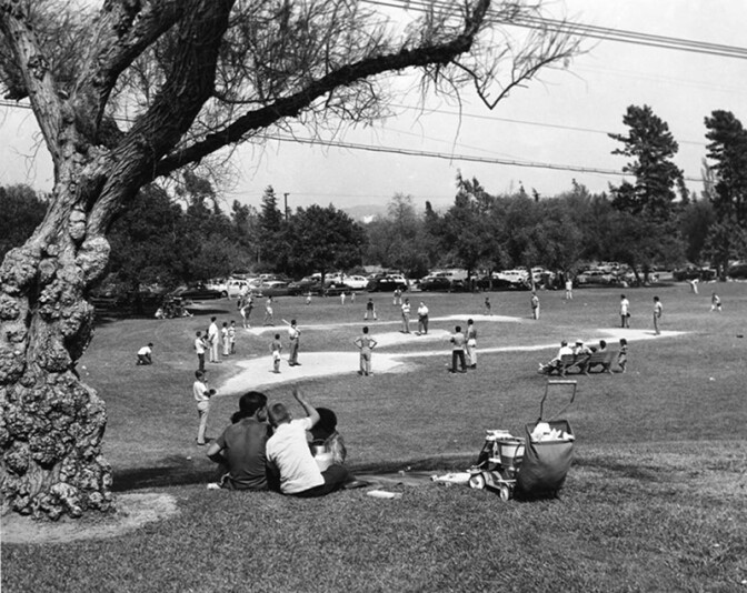 Amateur baseball game in Griffith Park | Security Pacific National Bank Collection, Los Angeles Public Library