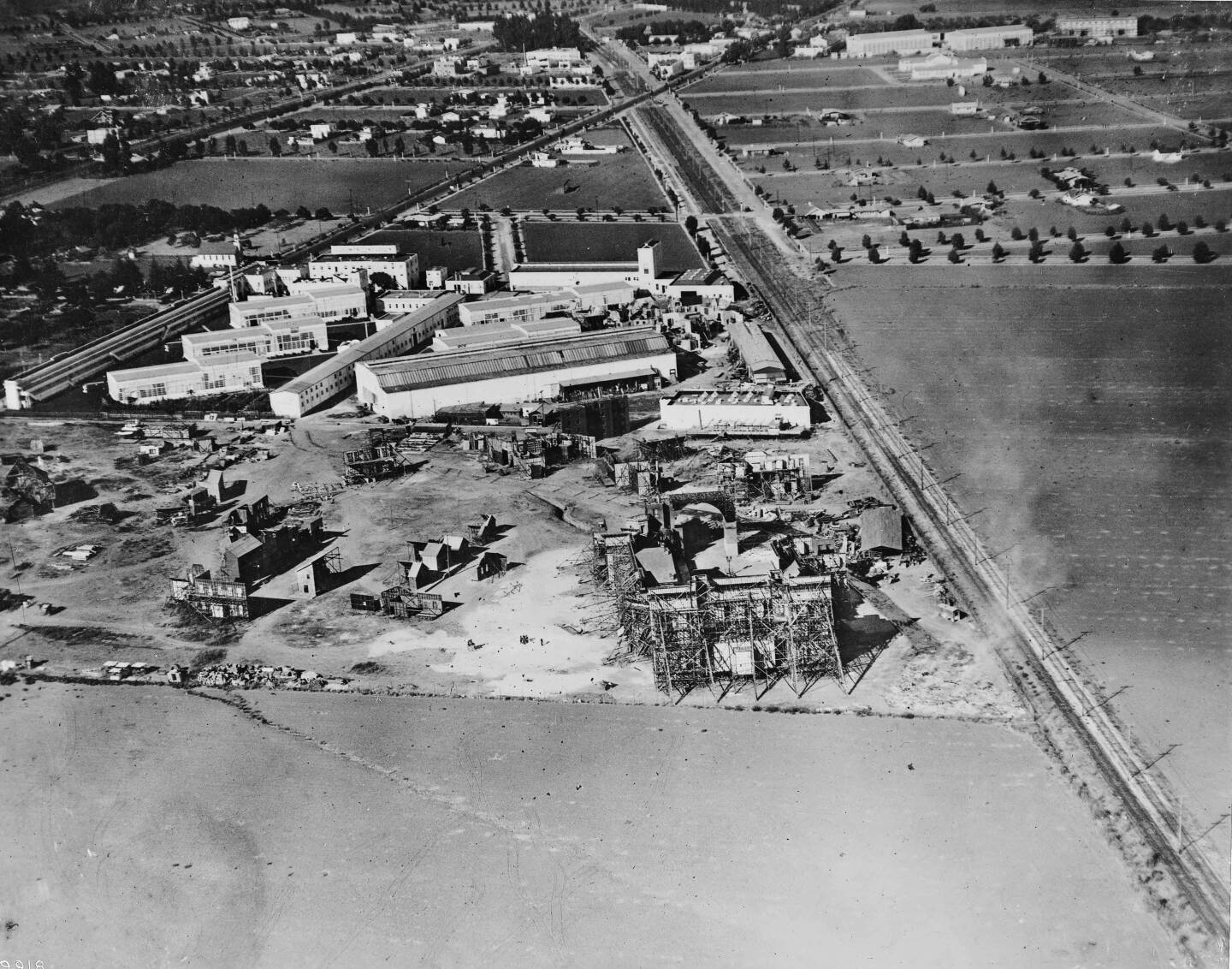 Aerial view of Goldwyn Studios, Culver City, 1919