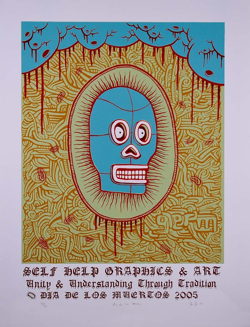 “Dia de los Germs” by Jaime “Germs” Zacarias (2005 Commemorative Dia de Los Muertos Print) | Courtesy of Self Help Graphics & Art