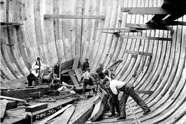 Fulton Shipyard photographed by W.C. Sawyer, Courtesy of the Sherman Library and Garden