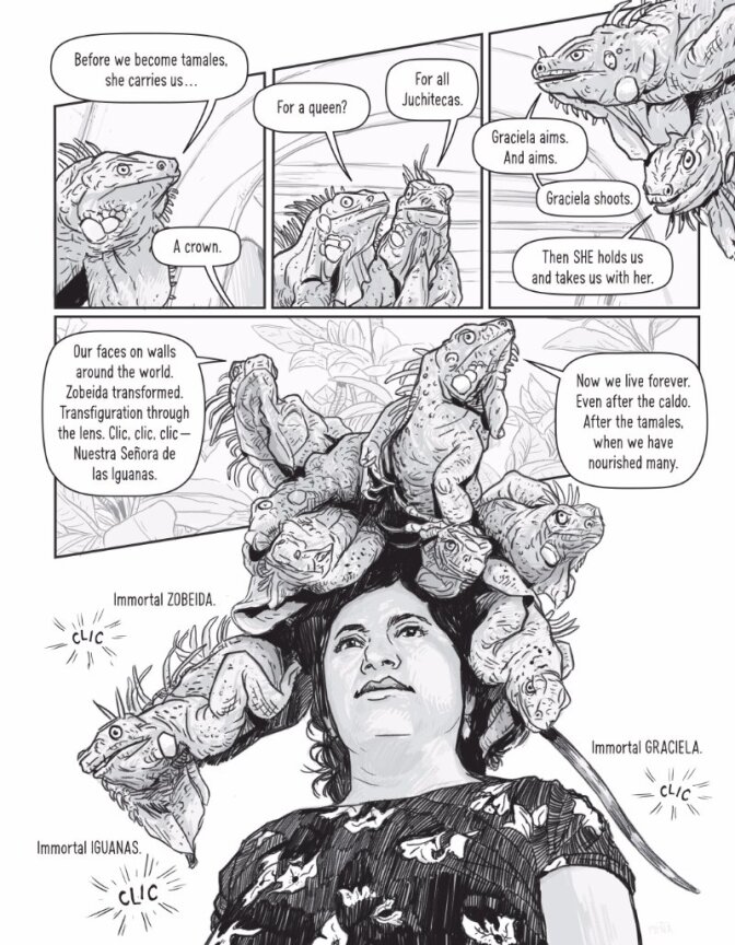Pages of PhotoGRAPHIC | © J. Paul Getty Trust. Text: © Isabel Quintero. Illustrations: © Zeke Peña. Photographs: © Graciela Iturbide - PST LA/LA
