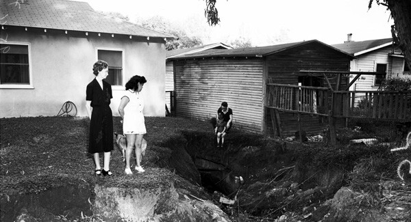Open storm drain on El Paso Dr., 1952