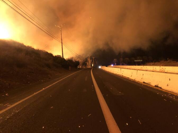 Along Pacific Coast Highway in Malibu, 11pm November 9.