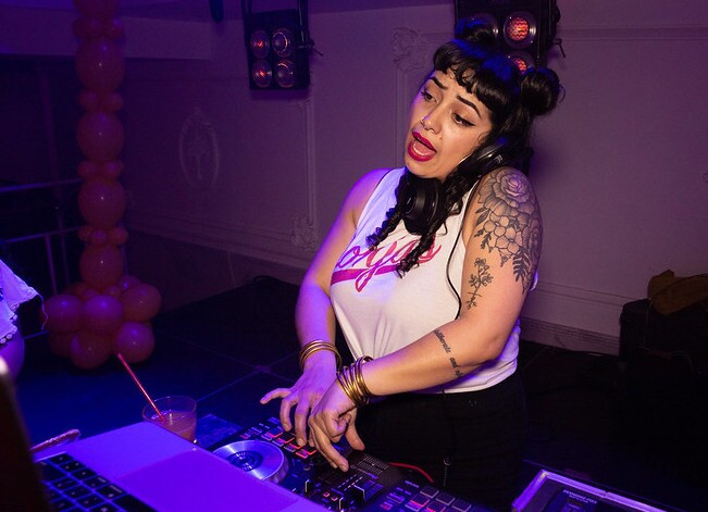 DJ La Femme Papi performs at the 2020 Womxn of Cumbia event.
