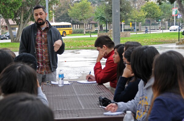 Romeo talks to the students