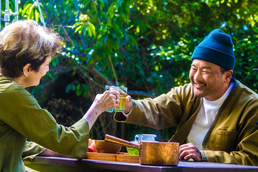 Roy Choi sits down for a heart to heart with the legendary restauratrice and food activist Alice Waters in the episode "From Seed to Table." Photo credit: Dave Jimenez