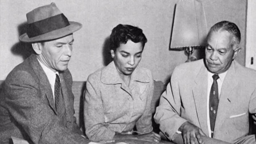 Paul R. Williams with Frank Sinatra and another woman | Still from "Hollywood's Architect"