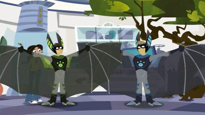 Cartoon of two men dressed up as bats