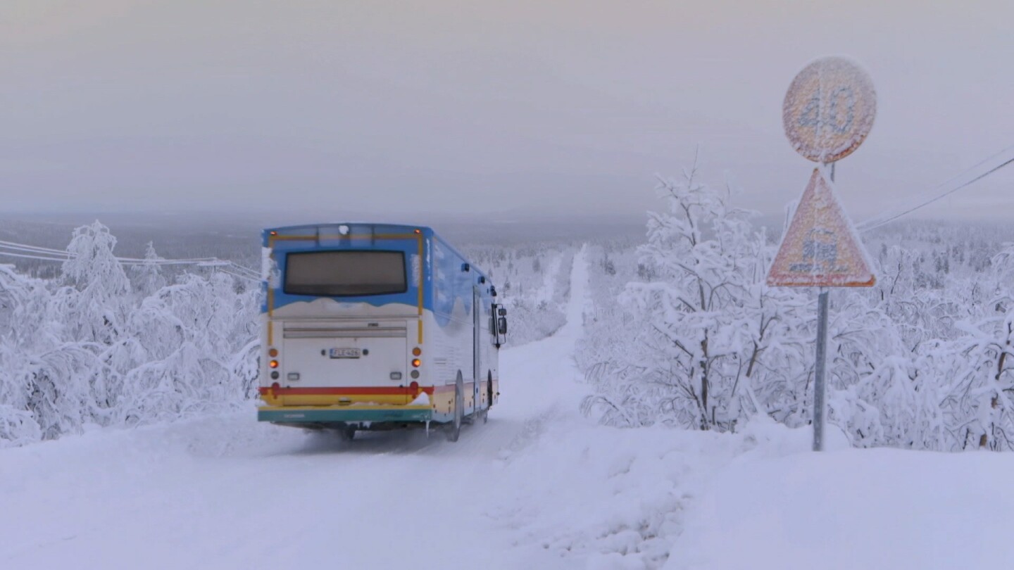 A library on a bus in the middle of snowy terrain. | Still from "Witness" episode "Reading North"