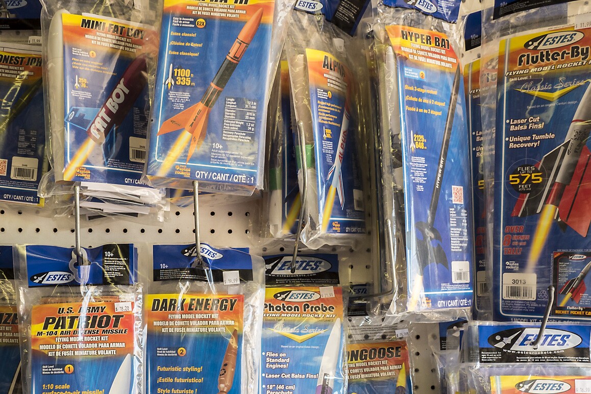 Estes rocket kits at ROCstock, Lucerne Valley, CA (2015). | Kim Stringfellow.