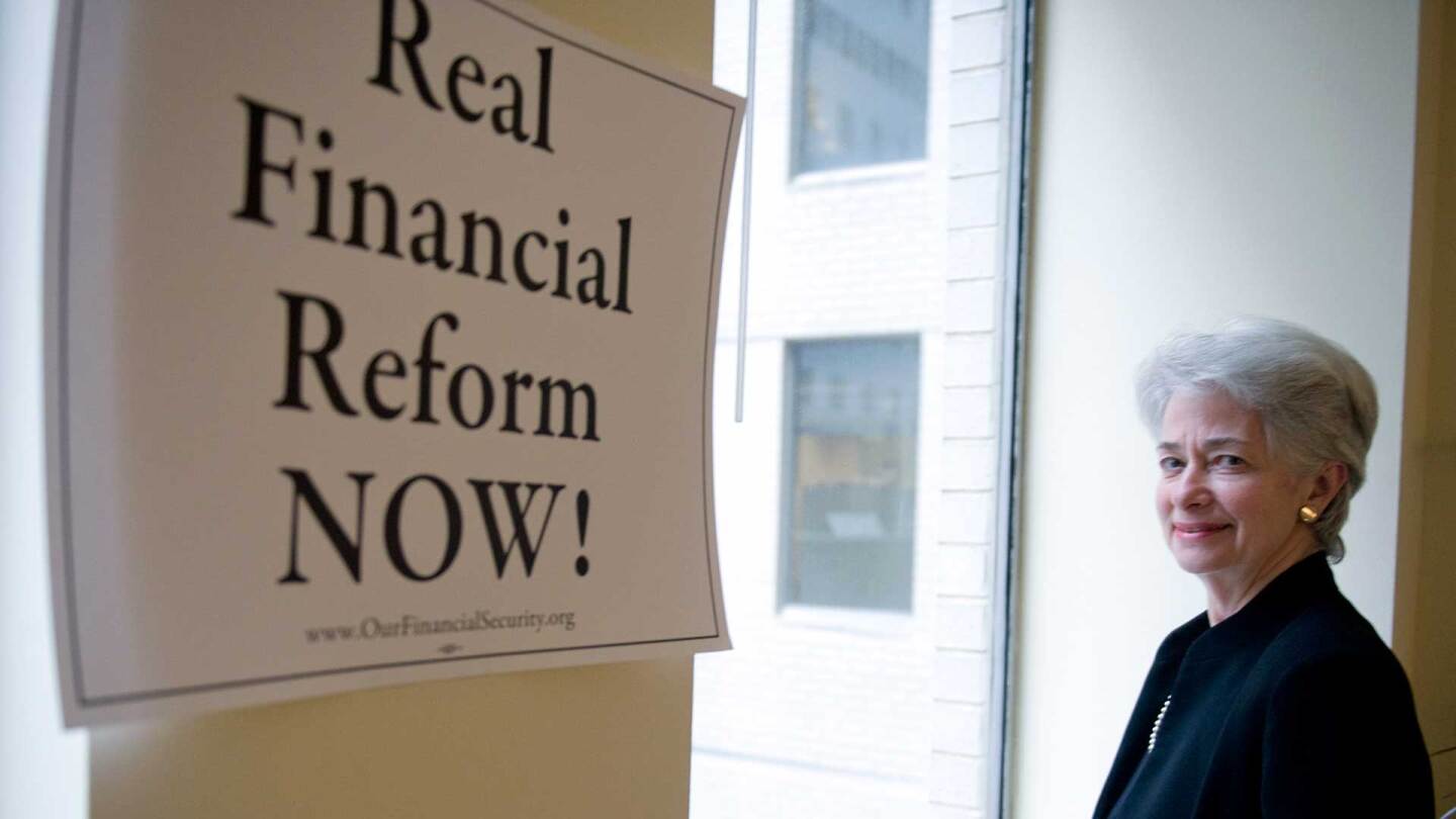 Heather Booth, Director of Americans for Financial Reform, poses in her office in Washington. | Bill Clark/Roll Call/Getty Images