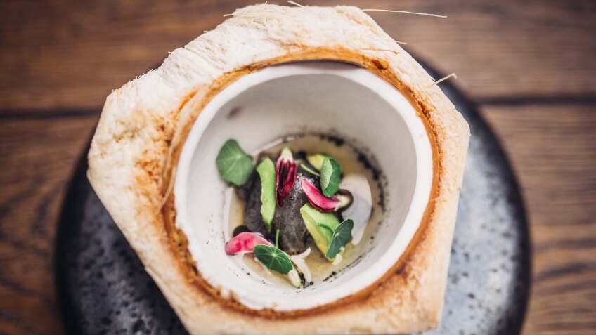 A dish from Wolfgang Puck using fresh fish from Seiichi | Courtesy of Life & Thyme