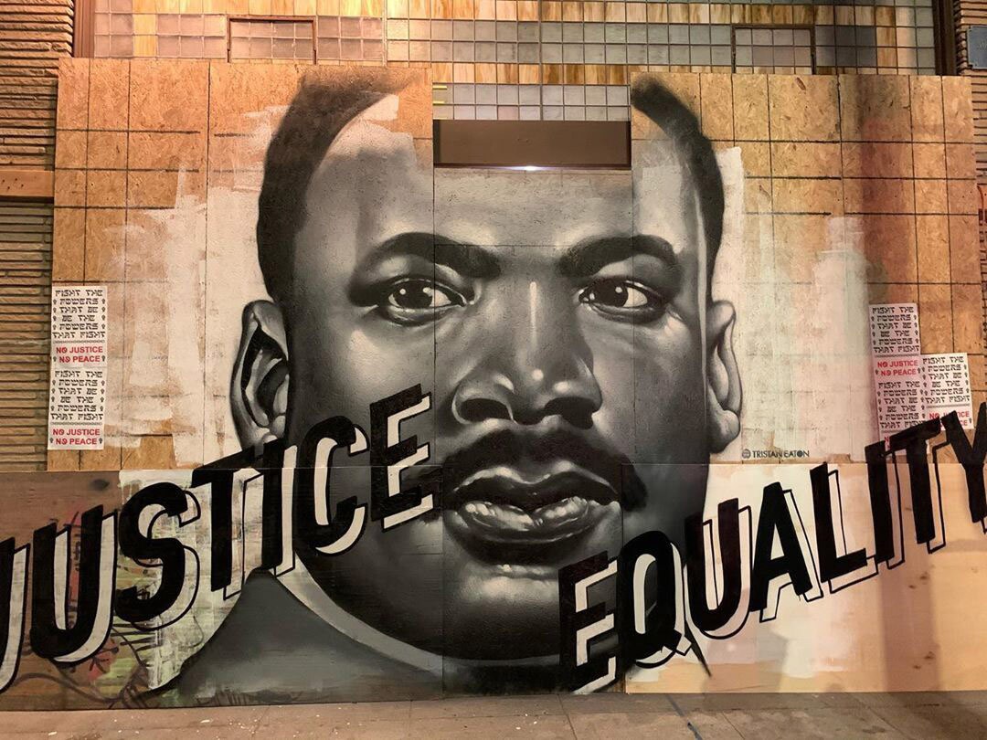 Tristan Eaton, mural at York Blvd. and N. Ave. 50 in Highland Park, June 6, 2020. | Courtesy of the artist.