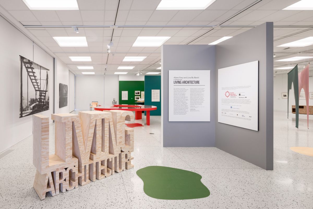 Installation shot of "Albert Frey and Lina Bo Bardi: A Search for Living Architecture" at Palm Springs Art Museum | Lance Gerber PST LALA PSAM