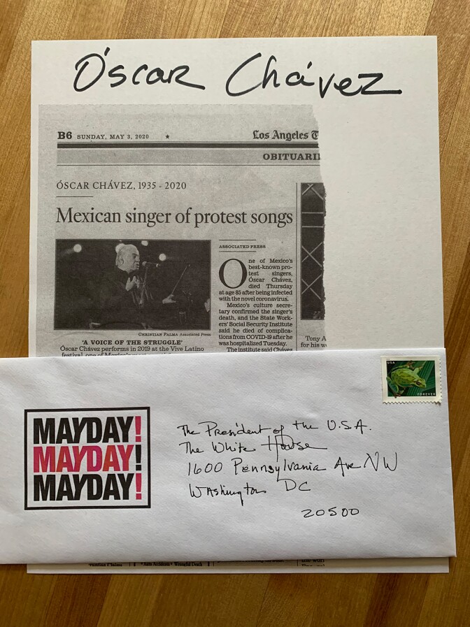 Kaucyila Brooke's contribution to Susan Silton's "Mayday! Mayday! Mayday!" project | Courtesy of Susan Silton