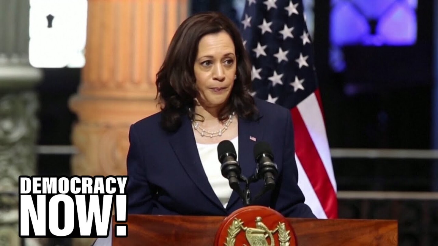 VP Kamala Harris makes a statement about asylum seekers in Mexico City.