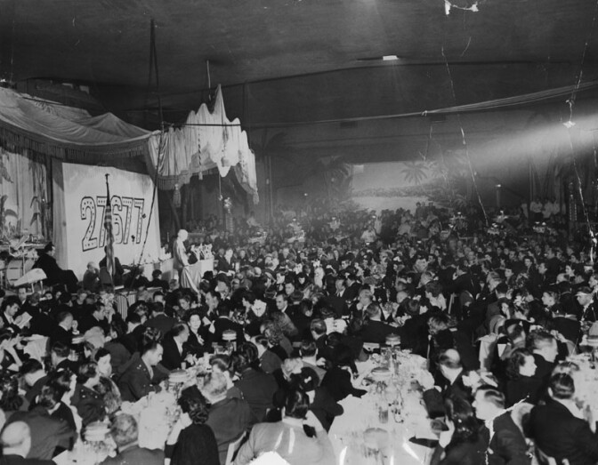 The 1943 Academy Awards banquet at the Ambassador Hotel