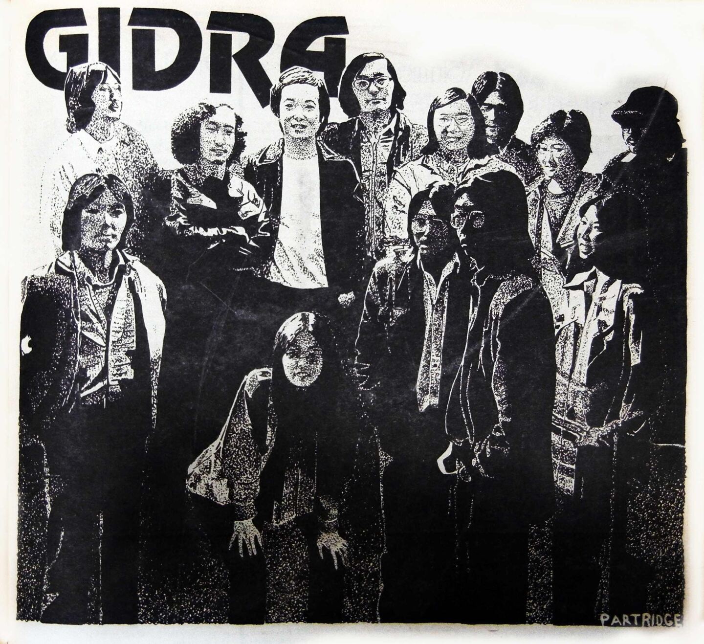 A print of the April 1975 issue of Gidra with Asian American students on the cover.
