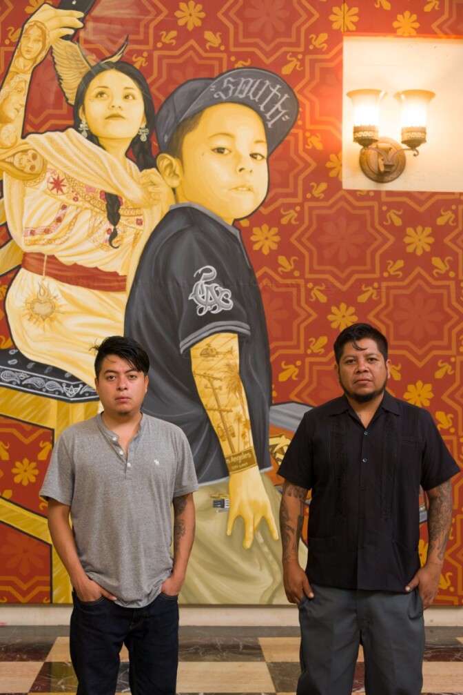 Oaxacan artists Dario Canul and Cosijoesa Cernas of the art collective Tlacolulokos | Jeff McLane PST LA/LA