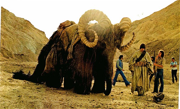 Madji half dressed in Bantha costume.