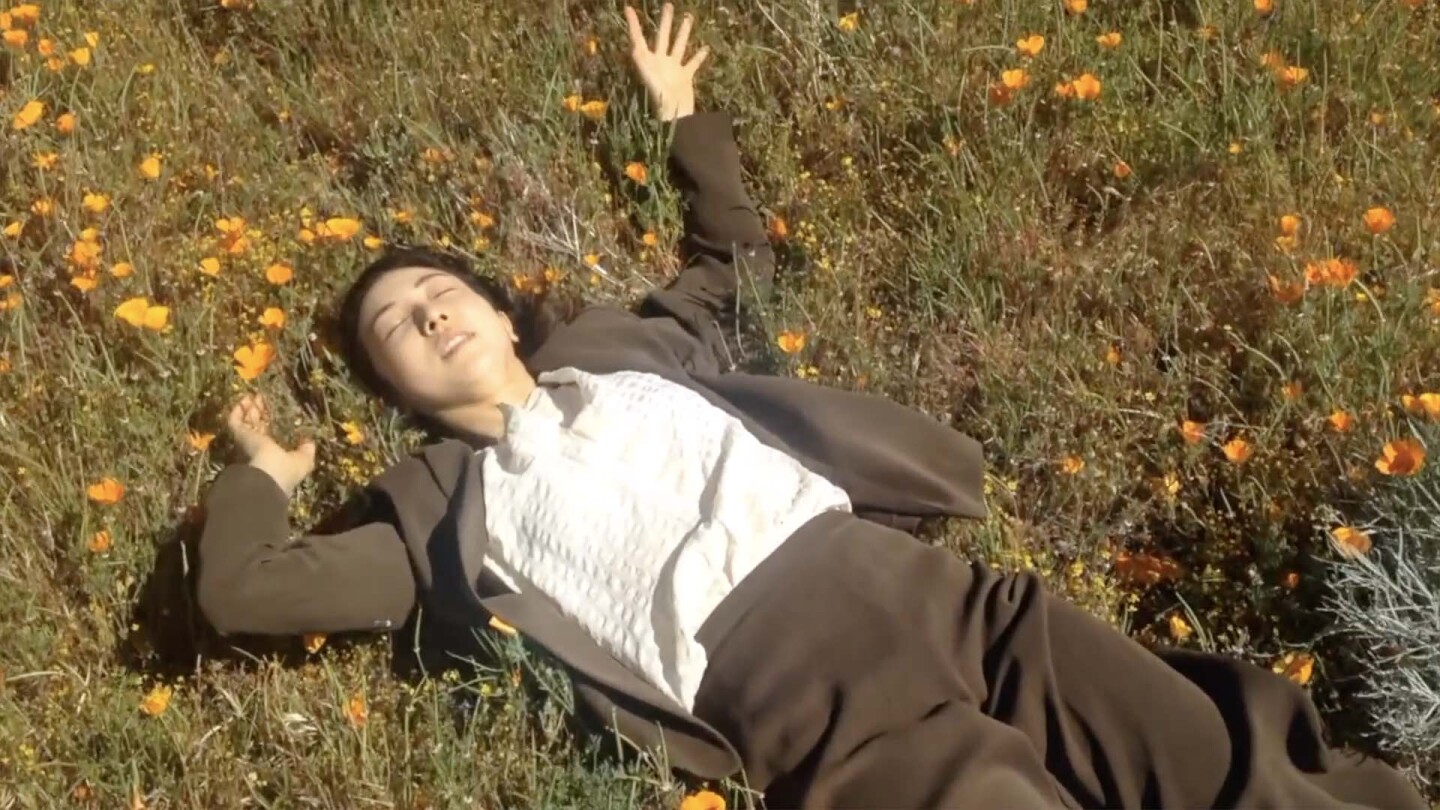A woman lays on a field of California poppies for one of Invertigo's Dance Care Package performances | Courtesy of Invertigo