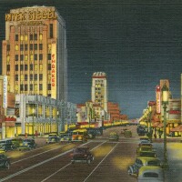 Postcard of Miracle Mile at night (cropped)