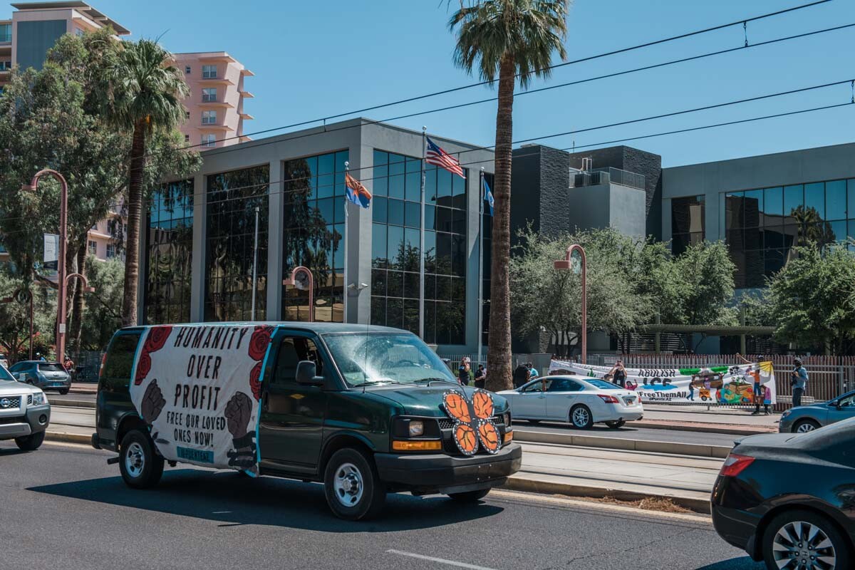 Street scene at the ICE Phoenix Field office during "In Plain Sight." | Ash Ponders, In Plain Sight