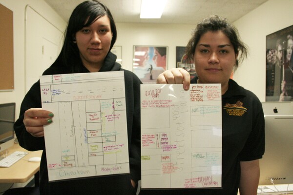 Angie and Lyric from The L.A. Leadership Academy share their maps