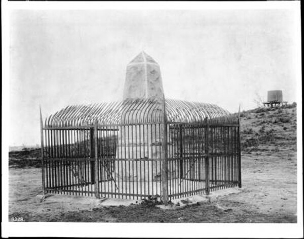 The monument that marks the border between the U.S. and Mexico, photographed c. 1900. Photo courtesy USC Digital Archives.