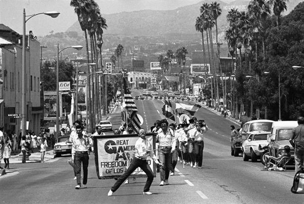 Parade at the inaugural Sunset Junction Street Festival. Courtesy of the Los Angeles Times Photographic Archive, UCLA Library.