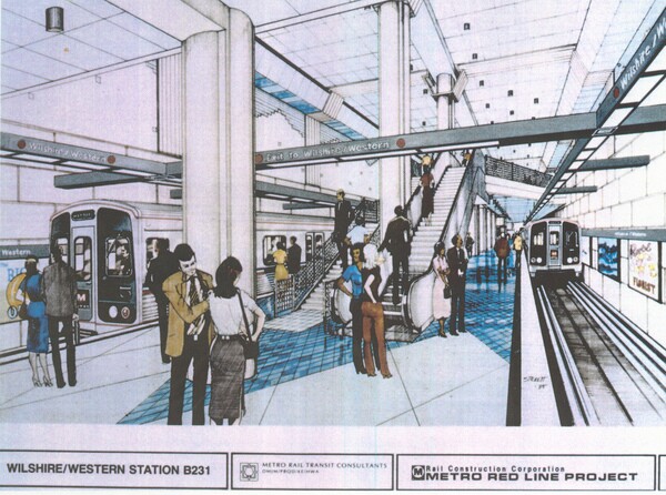 The current western terminus of the Metro Purple Line is located below the intersection of Wilshire and Western. Presenting courtesy of Metro Transportation Library & Archive.