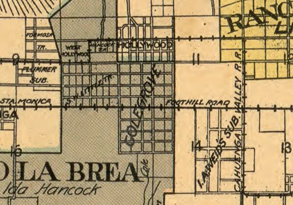 An 1898 map of Los Angeles County shows Hollywood and Colegrove side by side. Courtesy of the Library of Congress.
