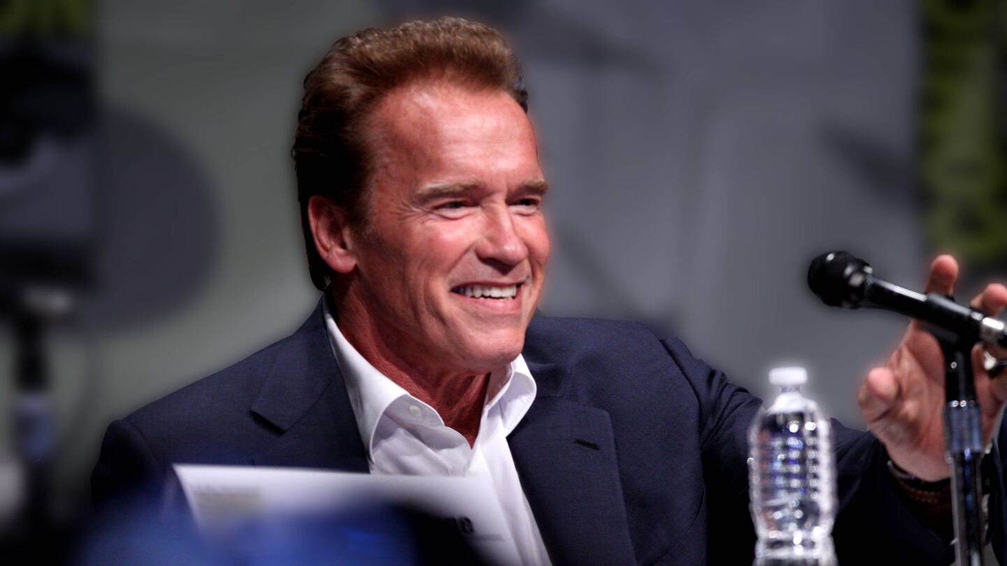 Former Gov. Arnold Schwarzenegger speaking at Comic-Con 2012 | photo by Gage Skidmore