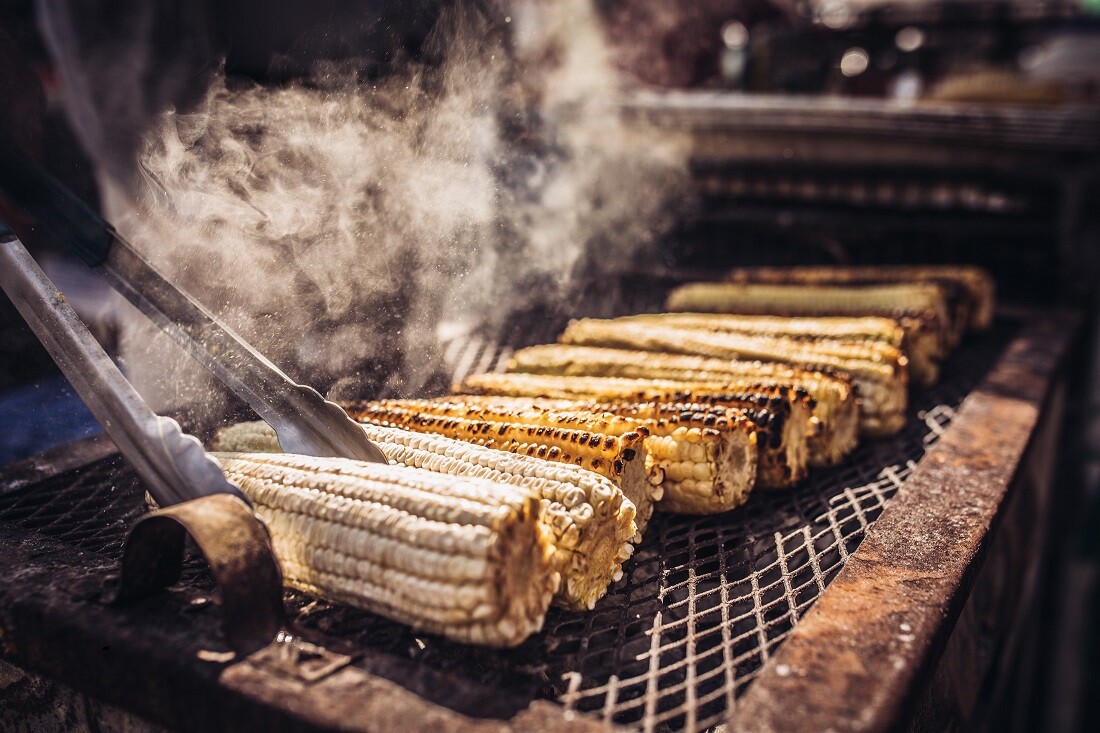 The Migrant Kitchen: Grilled corn at Mercado Olympic